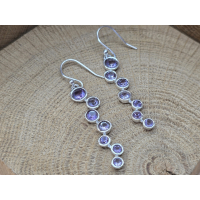 Echt zilveren oorbel hangers met Amethist 